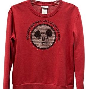 Disney Parks Vintage Mouseketeer Sweatshirt Sequin Embellishment Mickey Mouse